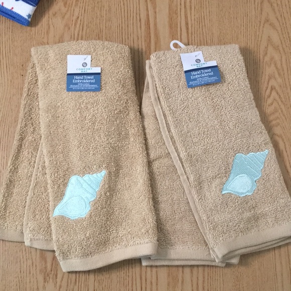 New Bundle Of 3 Nautical Beachy 1-Kitchen Dish Drying May & 2 Bath Hand Towels - Picture 5 of 6